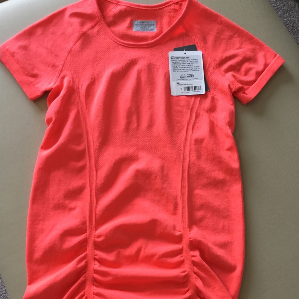 NWT Athleta “Fastest Track Tee” XS  Ember Orange